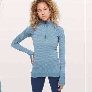 Lululemon Rest Less 1/2 Zip Slate Blue Sz 6